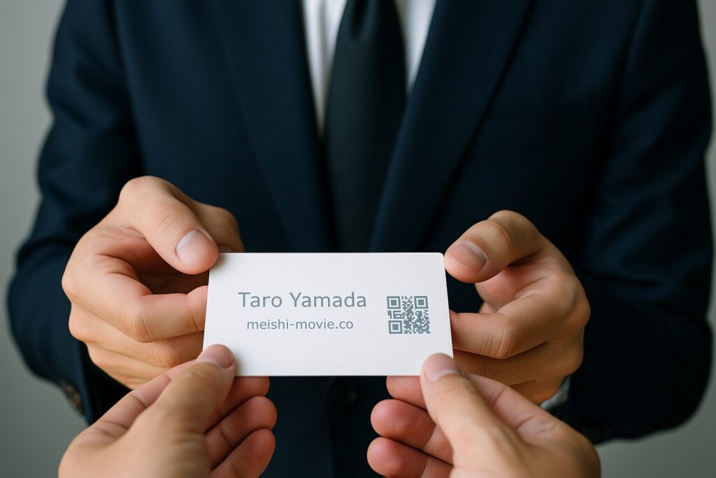 名刺を両手で差し出すビジネスマンの写真｜meishi-movie.co
